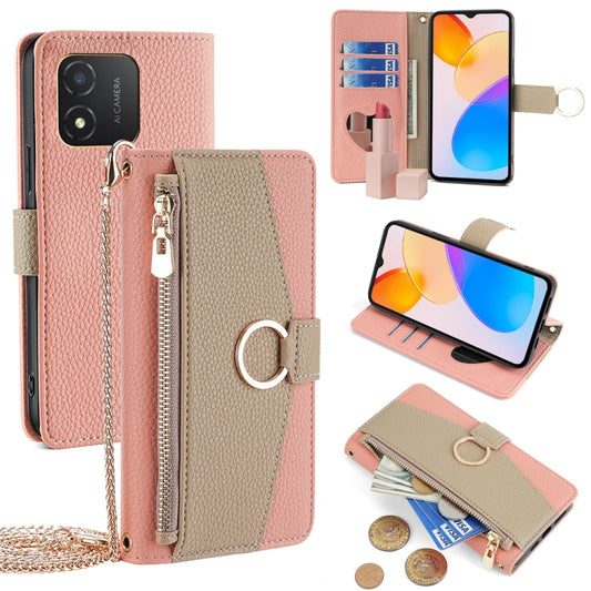 For Honor X5 4G Crossbody Litchi Texture Leather Phone Case(Pink)