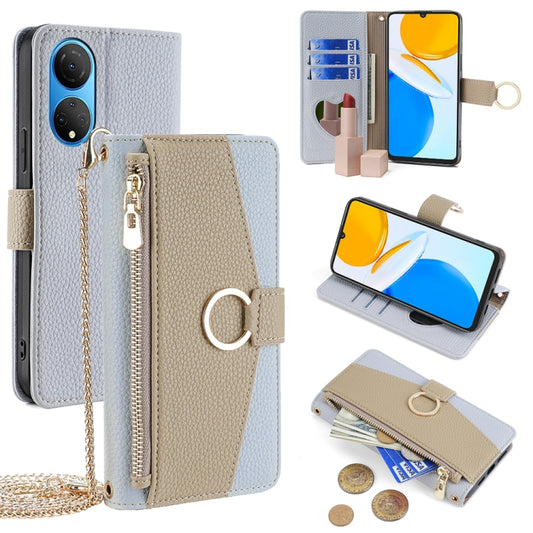 For Honor X7 4G Crossbody Litchi Texture Leather Phone Case(Blue)