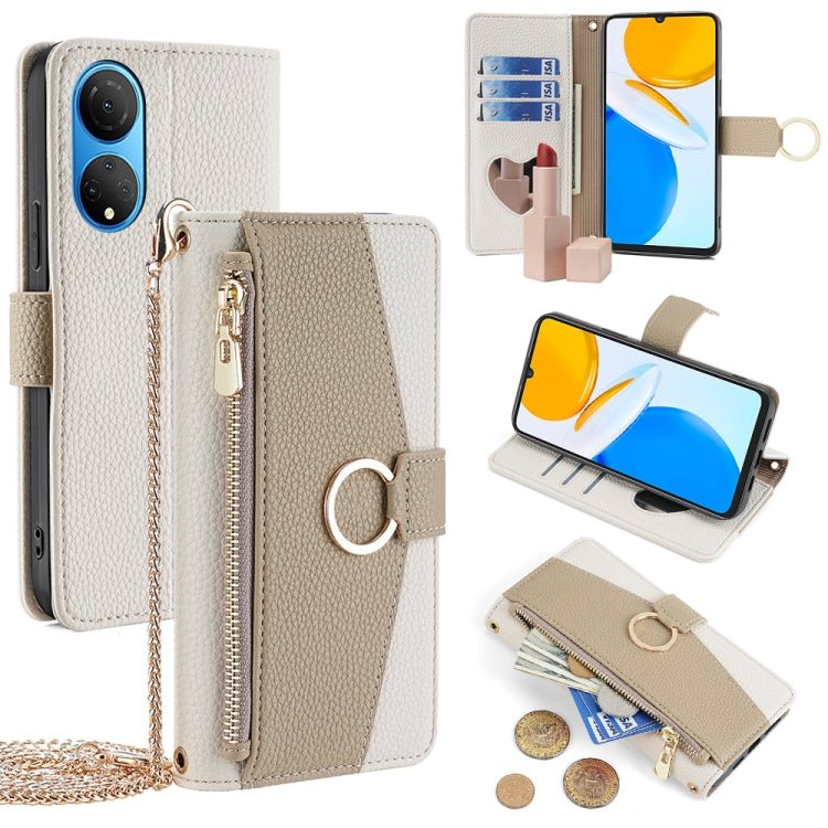 For Honor X7 4G Crossbody Litchi Texture Leather Phone Case(White)