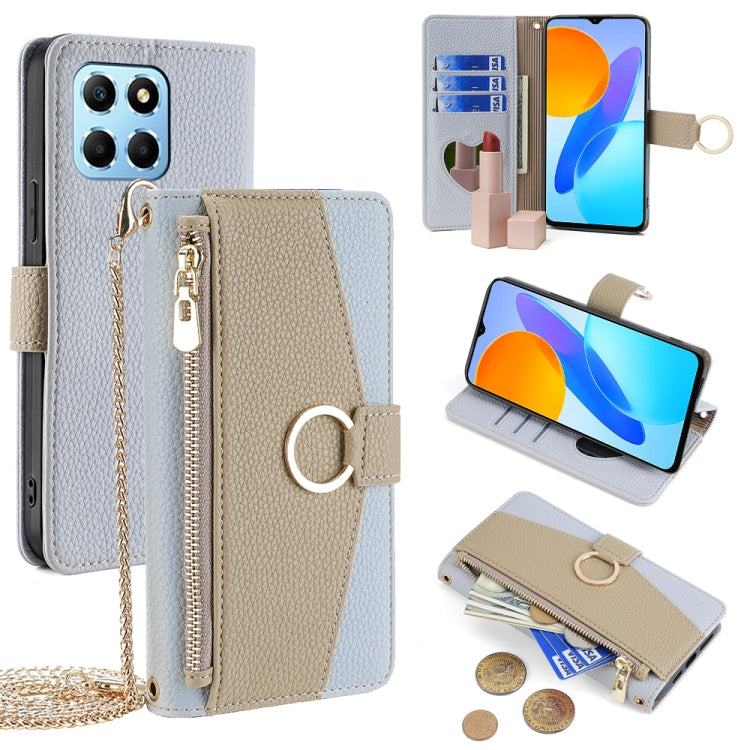 For Honor X8 5G / X6 Crossbody Litchi Texture Leather Phone Case(Blue)