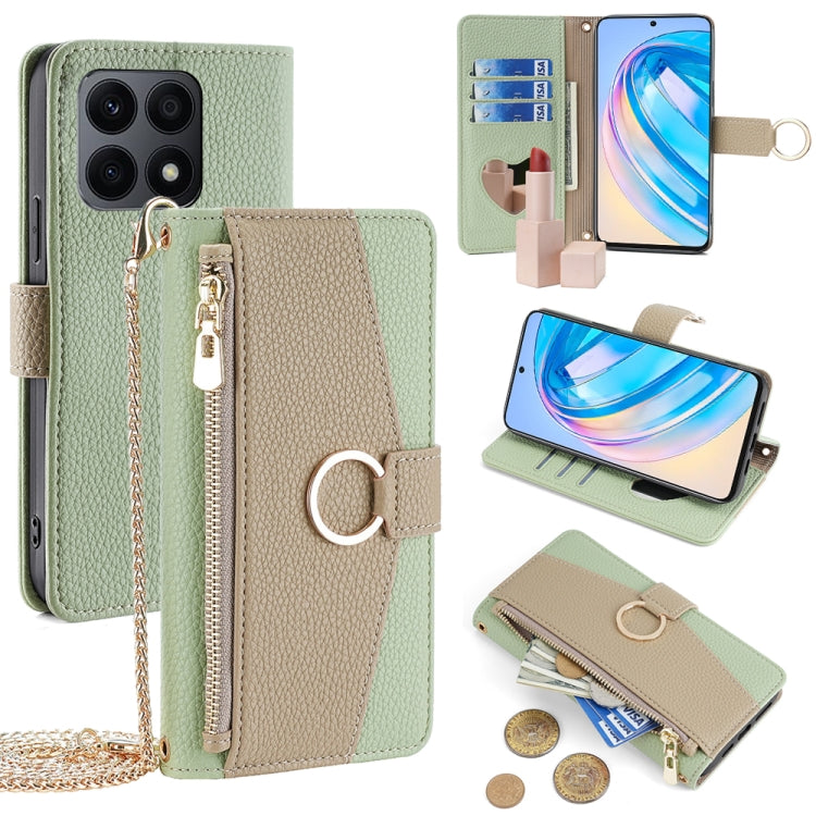 For Honor X8a Crossbody Litchi Texture Leather Phone Case(Green)
