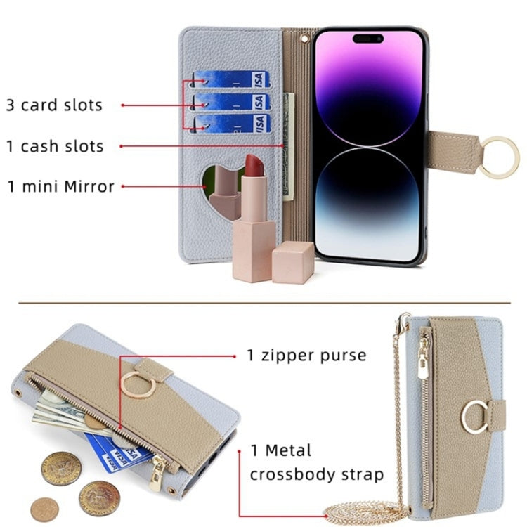 For Honor X9a 5G Crossbody Litchi Texture Leather Phone Case(Blue)