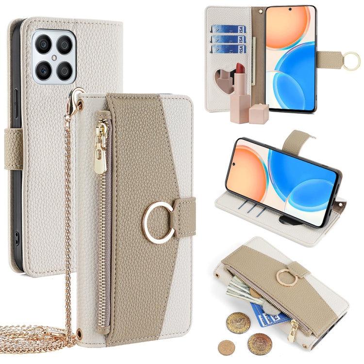 For Honor X30i / X8 Crossbody Litchi Texture Leather Phone Case(White)