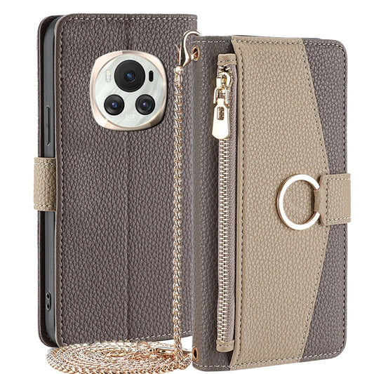 For Honor Magic6 5G Crossbody Litchi Texture Leather Phone Case(Grey)