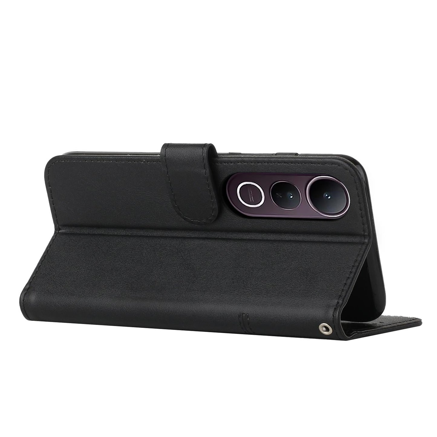 For vivo V50 Lite Stitching Calf Texture Buckle Leather Phone Case(Black)