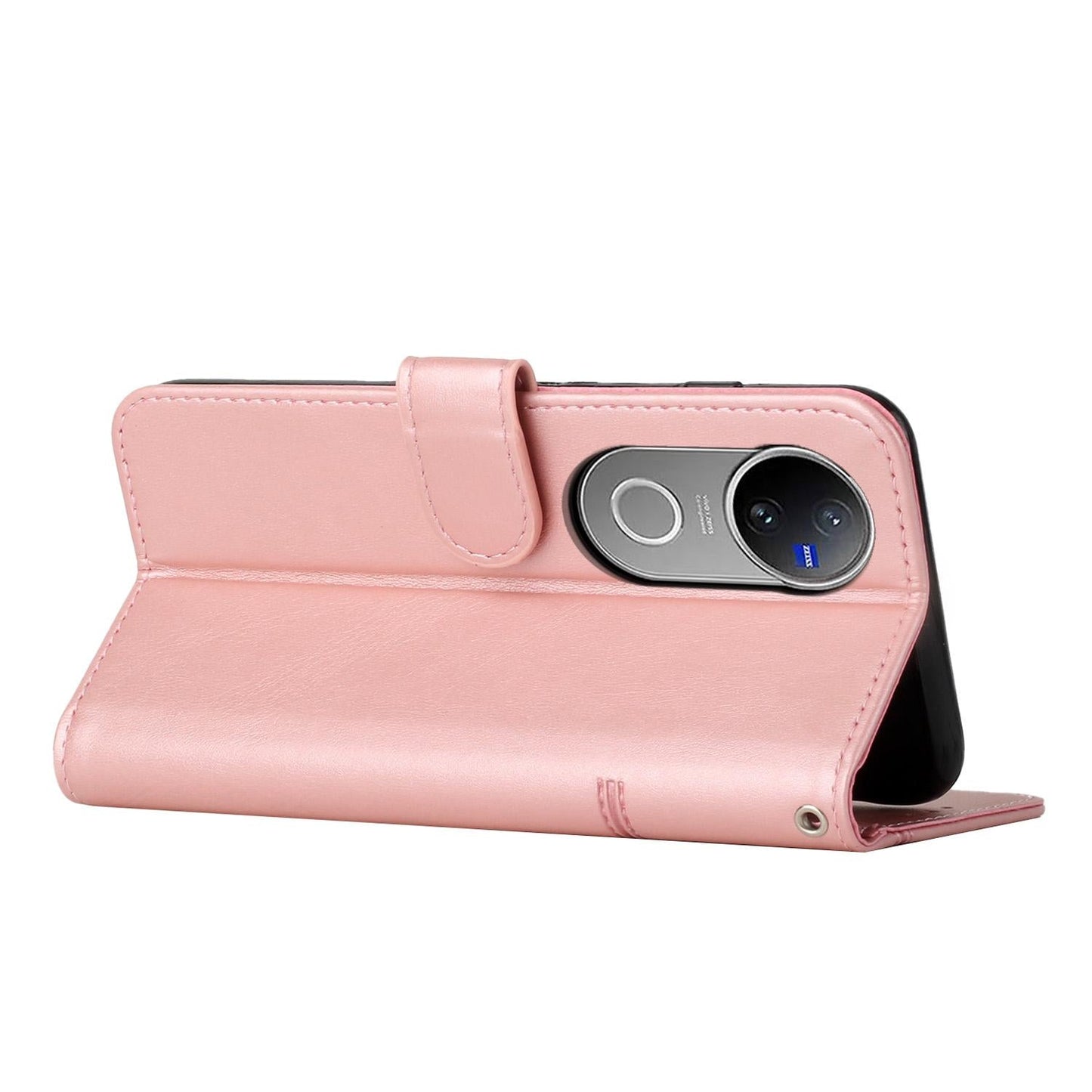 For vivo V50 5G Global Stitching Calf Texture Buckle Leather Phone Case(Pink)