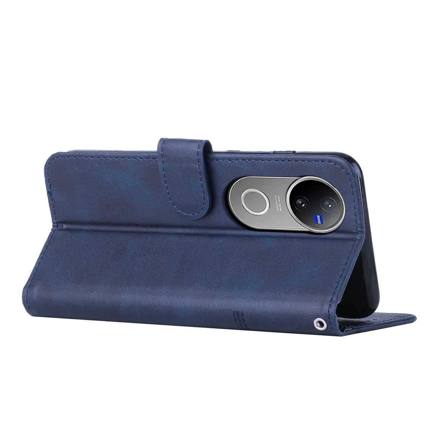 For vivo V50 5G Global Stitching Calf Texture Buckle Leather Phone Case(Blue)