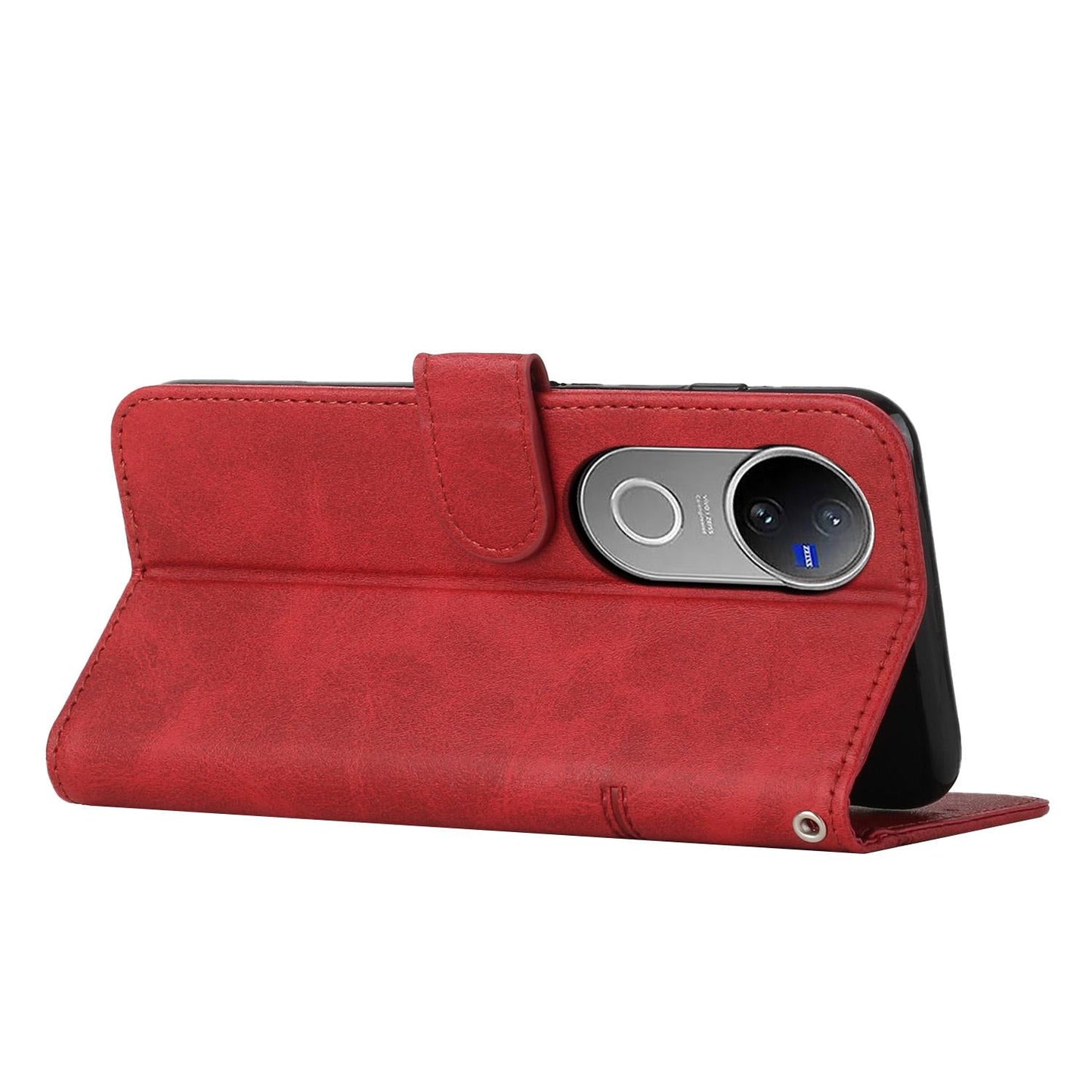 For vivo V50 5G Global Stitching Calf Texture Buckle Leather Phone Case(Red)
