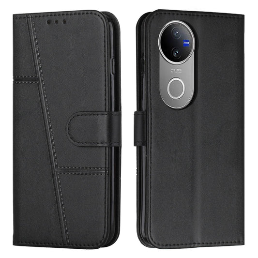 For vivo V50 5G Global Stitching Calf Texture Buckle Leather Phone Case(Black)