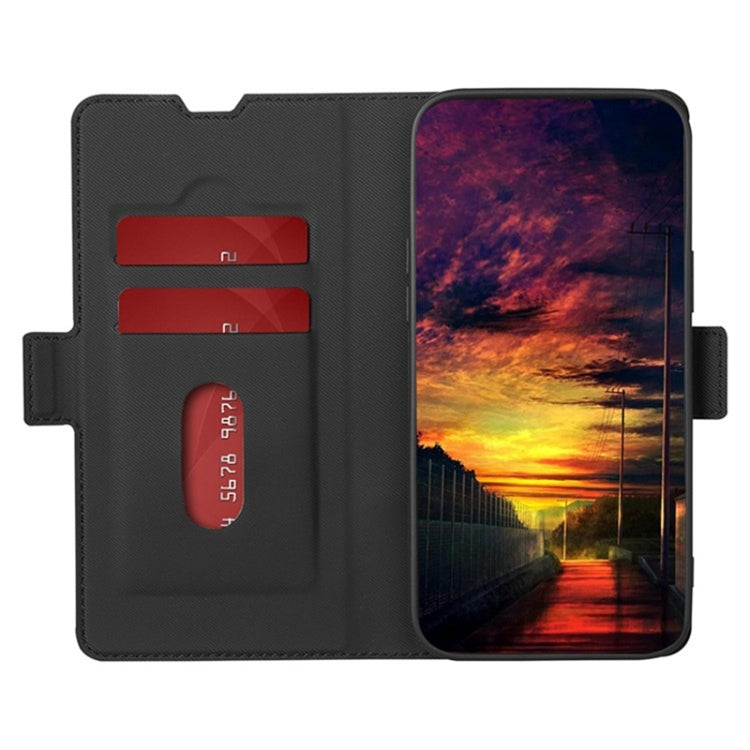 For Honor X6a 4G Twill Texture Side Button Leather Phone Case(Black)