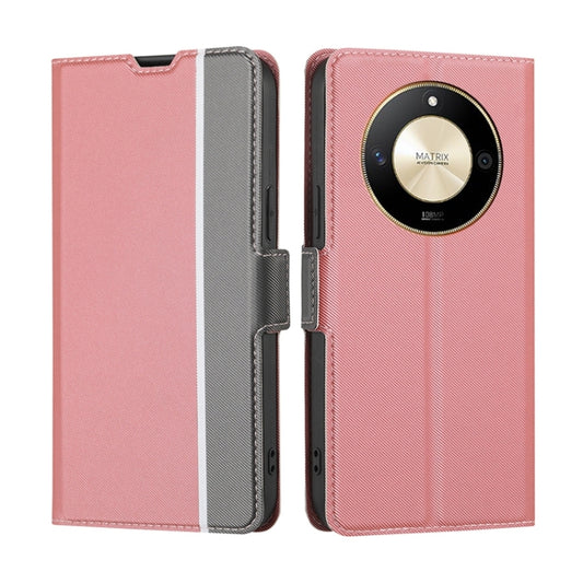 For Honor X50 5G Twill Texture Side Button Leather Phone Case(Pink)