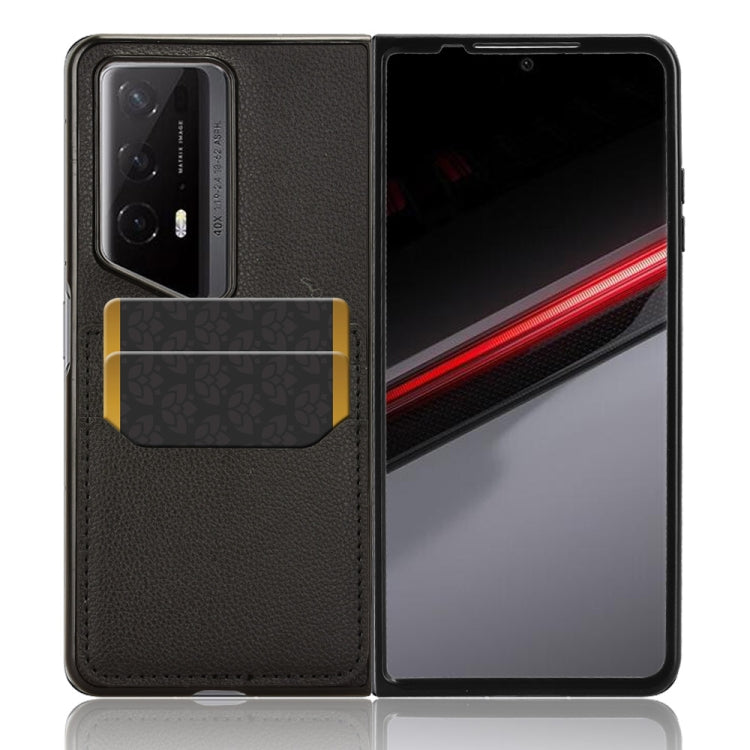 For Honor Magic V2 RSR Porsche Design Litchi Texture Card Slots Back Cover Phone Case(Black)