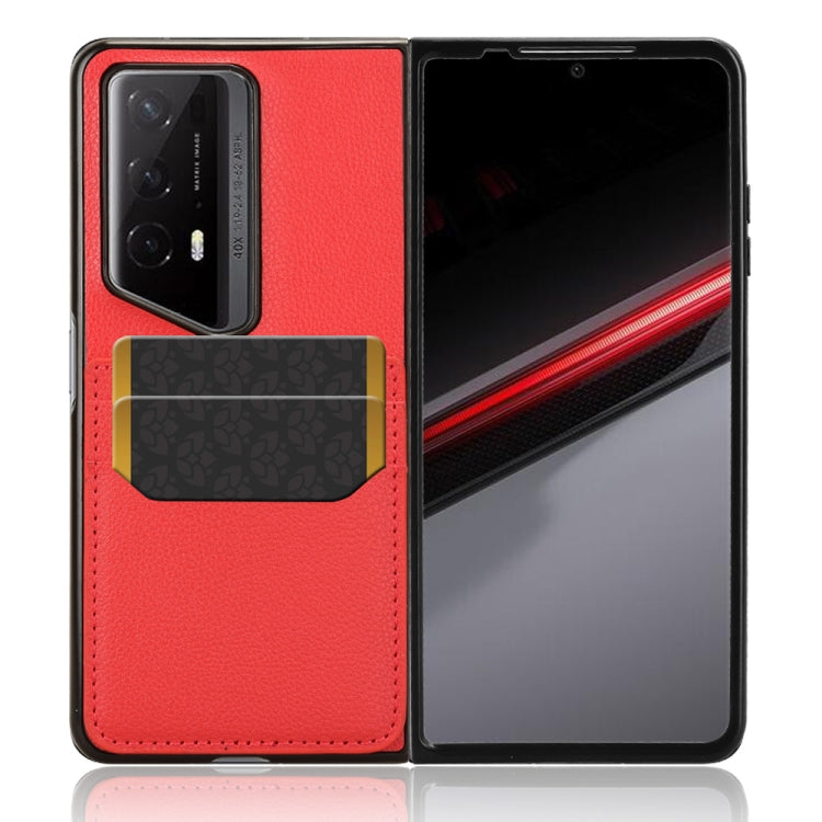 For Honor Magic V2 RSR Porsche Design Litchi Texture Card Slots Back Cover Phone Case(Red)
