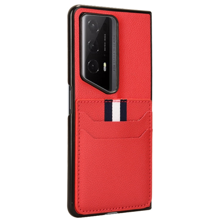 For Honor Magic V2 RSR Porsche Design Litchi Texture Card Slots Back Cover Phone Case(Red)