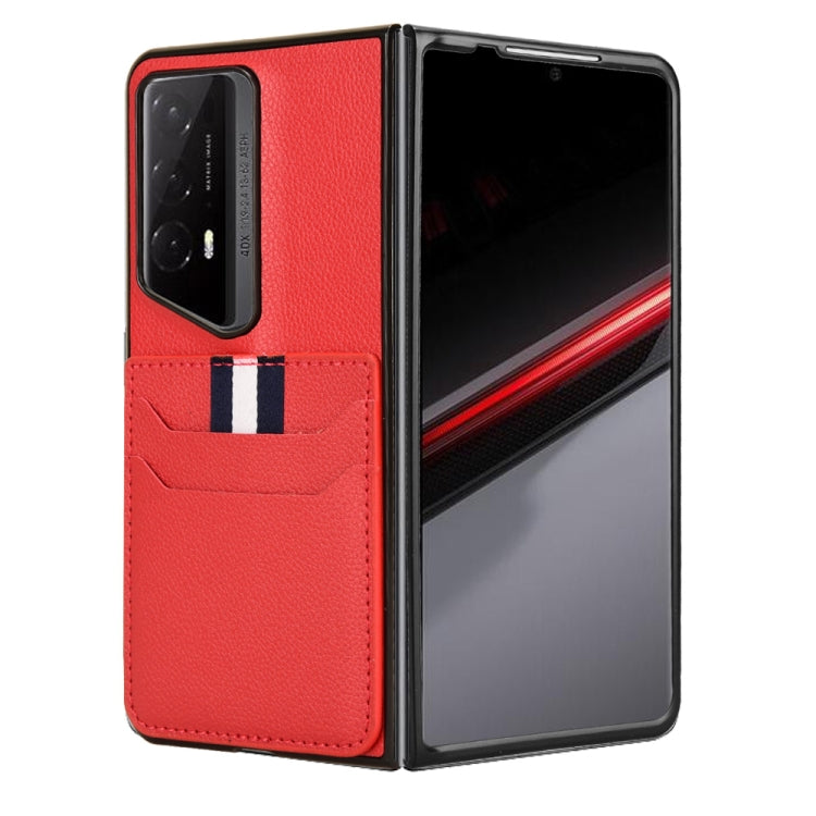 For Honor Magic V2 RSR Porsche Design Litchi Texture Card Slots Back Cover Phone Case(Red)