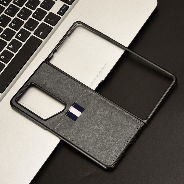 For Honor Magic V2 RSR Porsche Design Litchi Texture Card Slots Back Cover Phone Case(Grey)