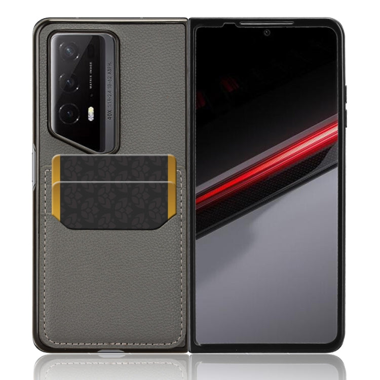 For Honor Magic V2 RSR Porsche Design Litchi Texture Card Slots Back Cover Phone Case(Grey)