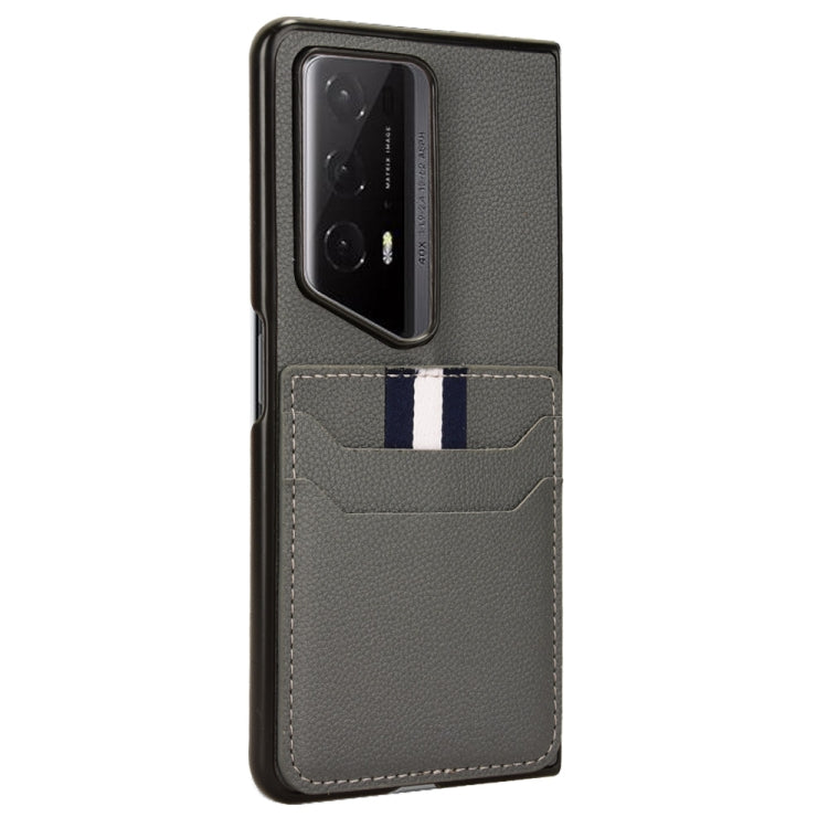 For Honor Magic V2 RSR Porsche Design Litchi Texture Card Slots Back Cover Phone Case(Grey)