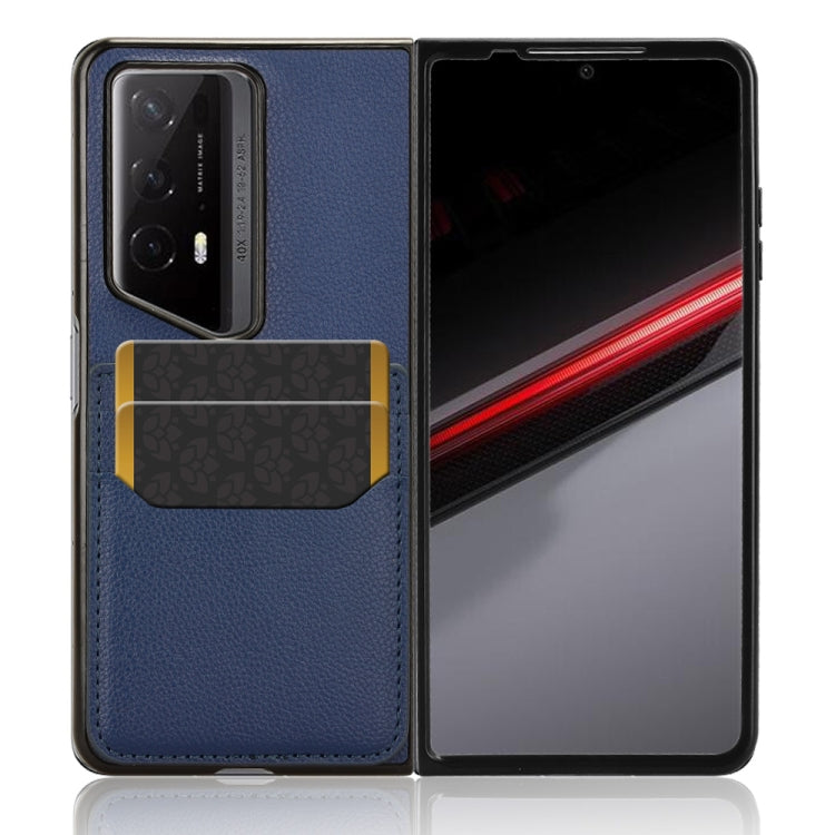 For Honor Magic V2 RSR Porsche Design Litchi Texture Card Slots Back Cover Phone Case(Blue)