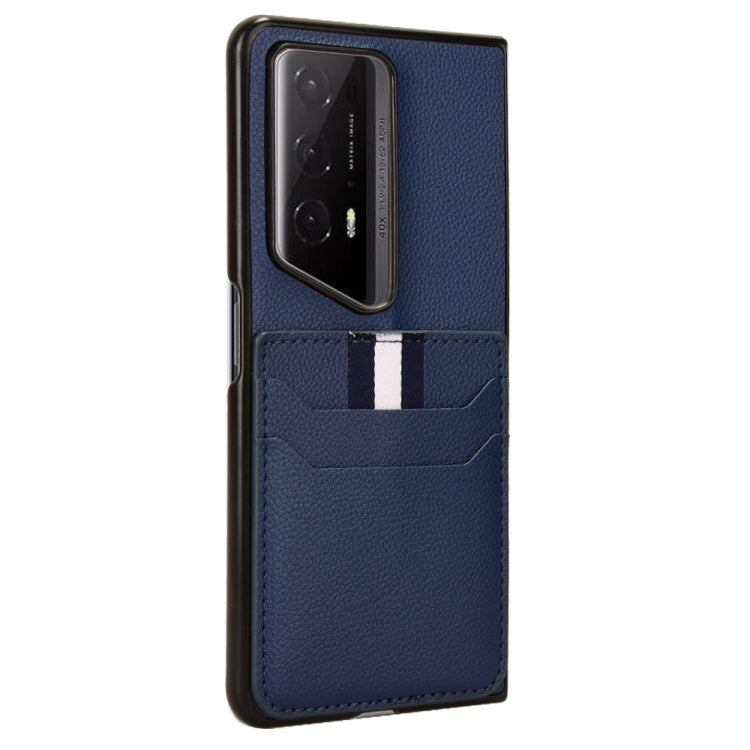 For Honor Magic V2 RSR Porsche Design Litchi Texture Card Slots Back Cover Phone Case(Blue)