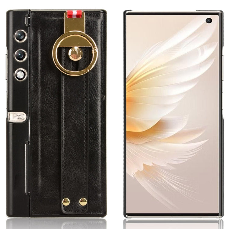 For Honor V Purse Wristband Leather Back Phone Case(Black)