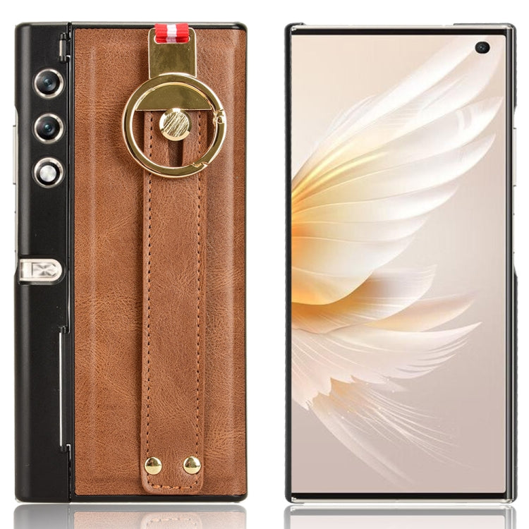 For Honor V Purse Wristband Leather Back Phone Case(Brown)