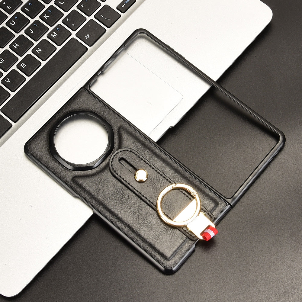 For Honor Magic V3 Wristband Leather Back Phone Case(Black)