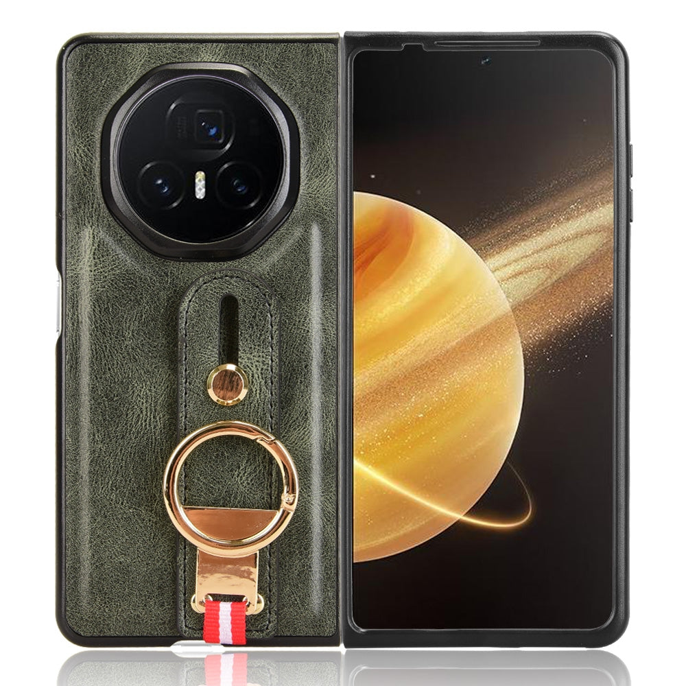 For Honor Magic V3 Wristband Leather Back Phone Case(Green)