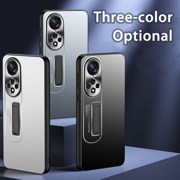 For Honor 50 Pro Frosted Metal Hybrid TPU Holder Phone Case(Blue)