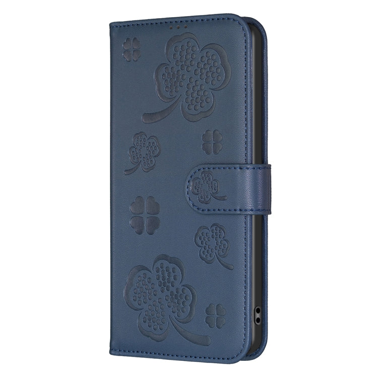 For Honor 200 Lite EU Version Four-leaf Embossed Leather Phone Case(Blue)