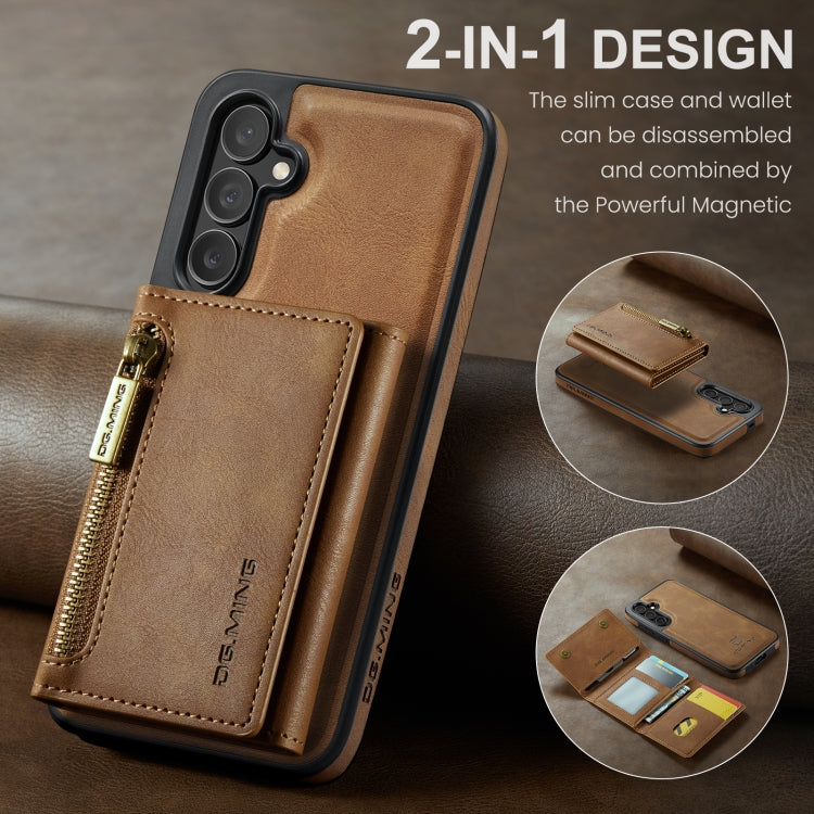 For Samsung Galaxy S24 5G DG.MING M5 Series Zip RFID Multi Card Detachable Leather Phone Case(Brown)