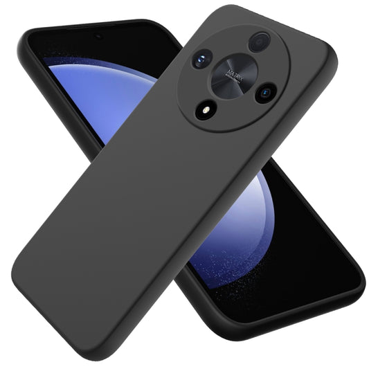 For Honor X9b Solid Color Liquid Silicone Dropproof Full Coverage Protective Case(Black)