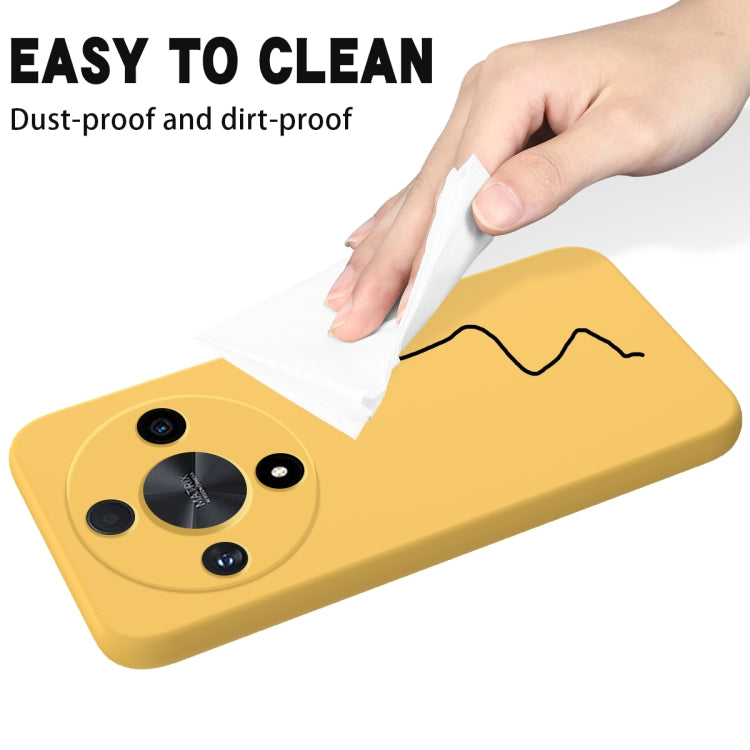 For Honor Magic 6 Lite Solid Color Liquid Silicone Dropproof Full Coverage Protective Case(Yellow)