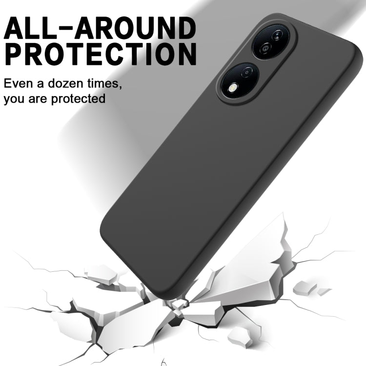 For Honor X7b/Play 50 Plus Solid Color Liquid Silicone Dropproof Full Coverage Protective Case(Black)