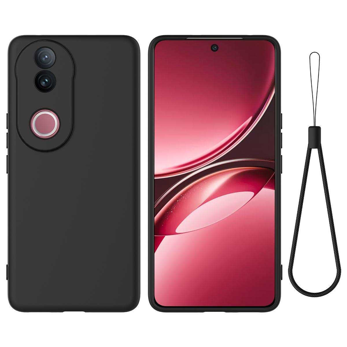For vivo V50 5G Solid Color Liquid Silicone Dropproof Full Coverage Phone Case(Black)
