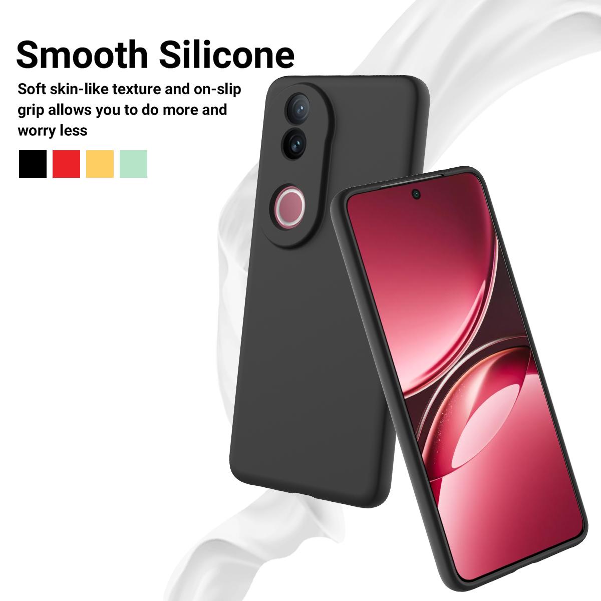 For vivo V50 5G Solid Color Liquid Silicone Dropproof Full Coverage Phone Case(Black)