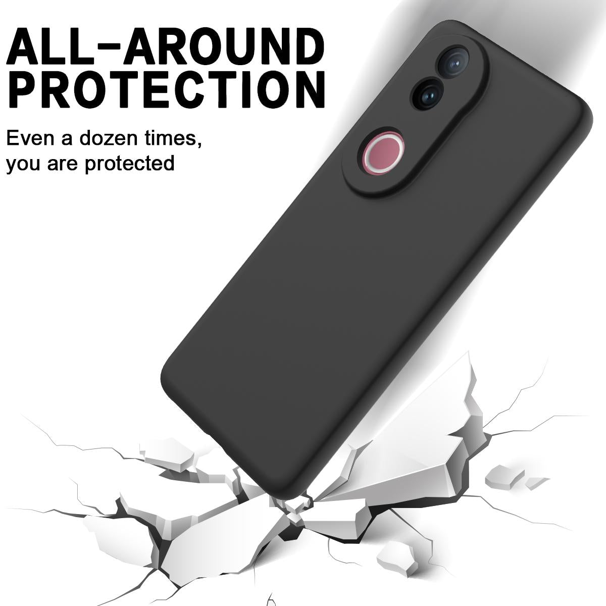 For vivo V50 5G Solid Color Liquid Silicone Dropproof Full Coverage Phone Case(Black)