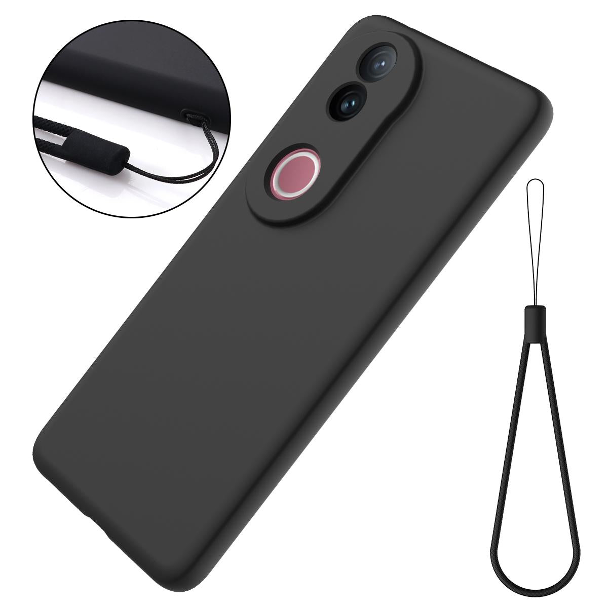 For vivo V50 5G Solid Color Liquid Silicone Dropproof Full Coverage Phone Case(Black)