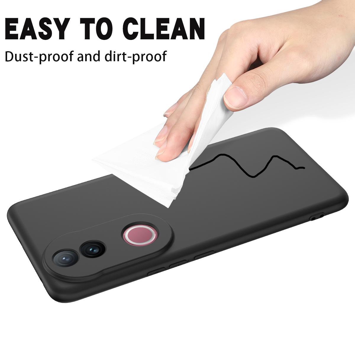 For vivo V50 5G Solid Color Liquid Silicone Dropproof Full Coverage Phone Case(Black)