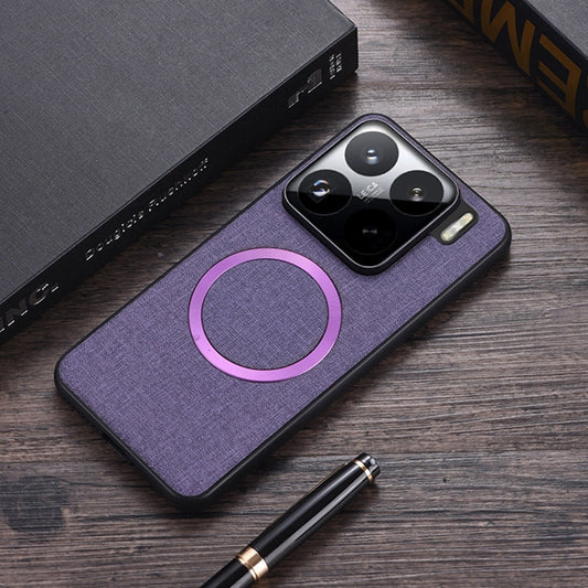 For Xiaomi 15 Pro CD Magnetic Cloth Texture PU Phone Case(Purple)