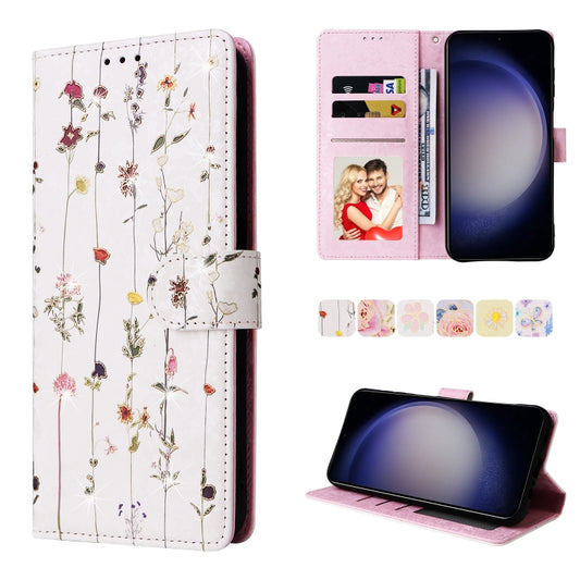 For Samsung Galaxy S24 5G Bronzing Painting RFID Leather Case(Dreid Flower World)
