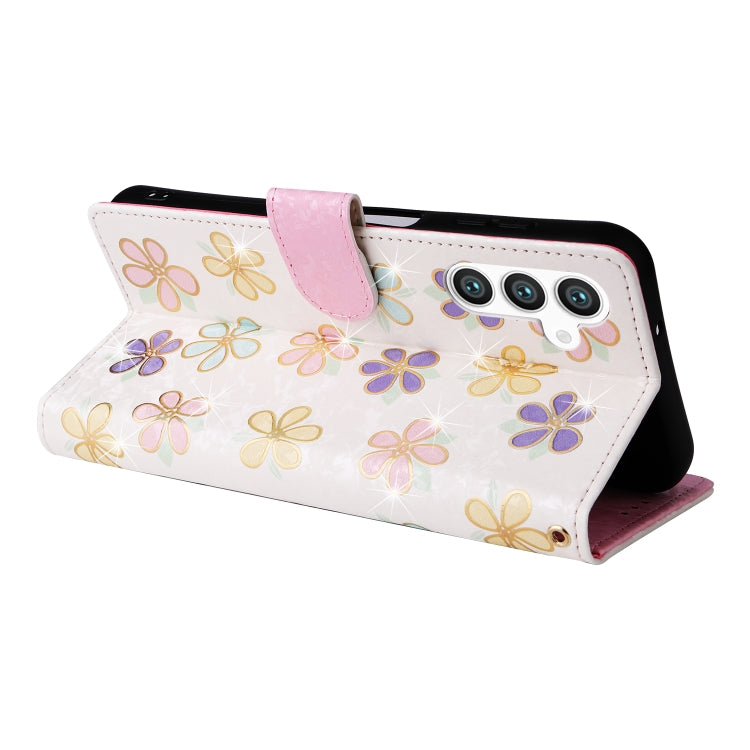 For Samsung Galaxy S24 5G Bronzing Painting RFID Leather Case(Bloosoming Flower)