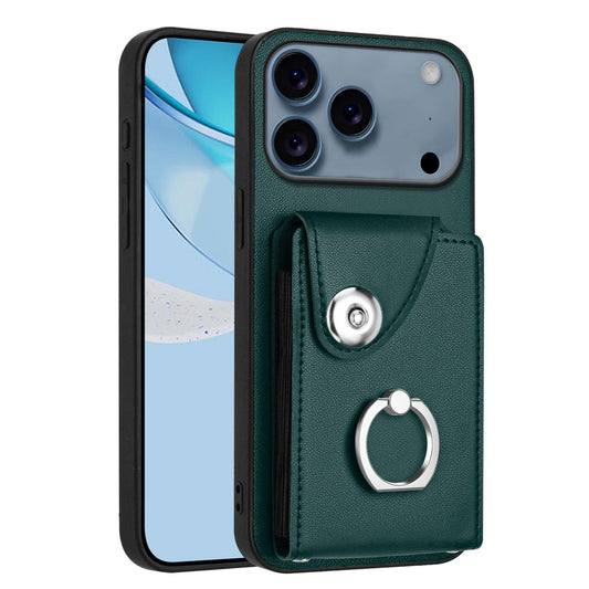 Compatible with iPhone 18 Pro Max & 17 Pro Max Organ Card Bag Ring Holder Phone Case - Green