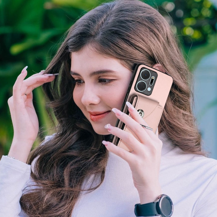 For Honor X7a / Play7T Organ Card Bag Ring Holder PU Phone Case(Pink)