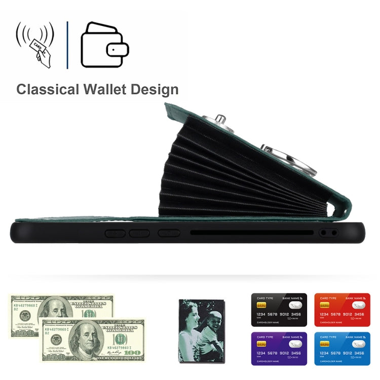 For Honor X9a / Magic5 Lite Organ Card Bag Ring Holder PU Phone Case(Green)