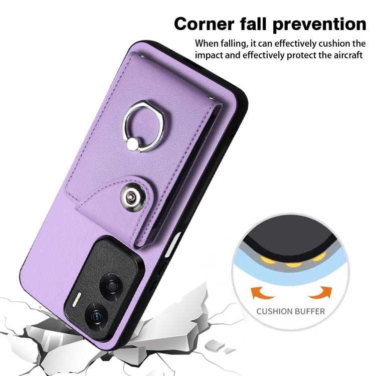 For Honor X50i / 90 Lite Organ Card Bag Ring Holder PU Phone Case(Purple)