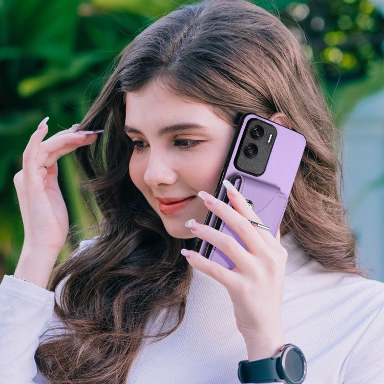 For Honor X50i / 90 Lite Organ Card Bag Ring Holder PU Phone Case(Purple)