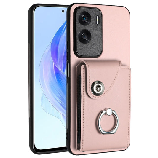 For Honor X50i / 90 Lite Organ Card Bag Ring Holder PU Phone Case(Pink)