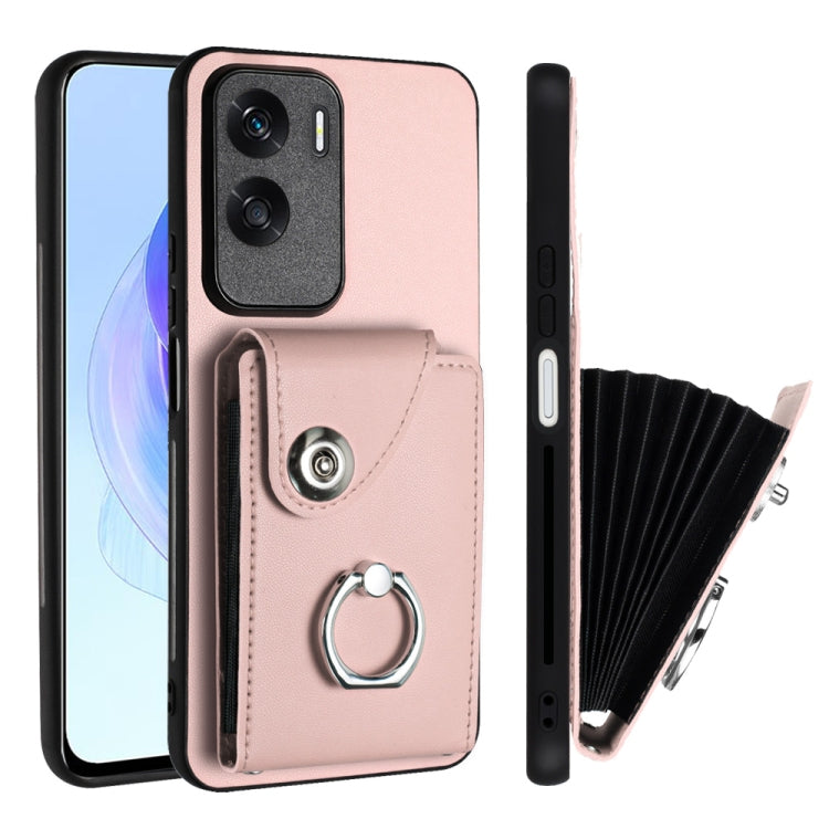 For Honor X50i / 90 Lite Organ Card Bag Ring Holder PU Phone Case(Pink)