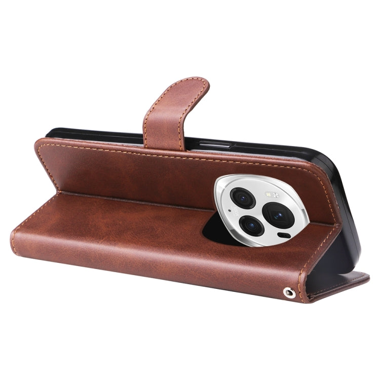 For Honor Magic6 Pro Fashion Calf Texture Zipper Leather Phone Case(Brown)